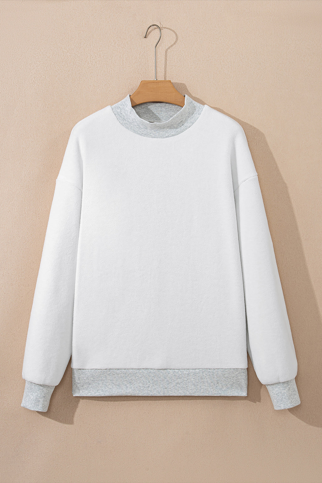 Light Pink Oversize Drop Shoulder Reversible Mock Neck Sweatshirt