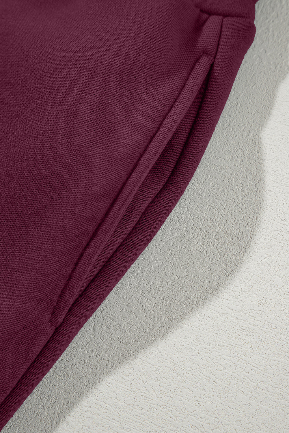 Burgundy Drop Shoulder Zip Up Jacket Drawstring Pants Active 2pcs Set