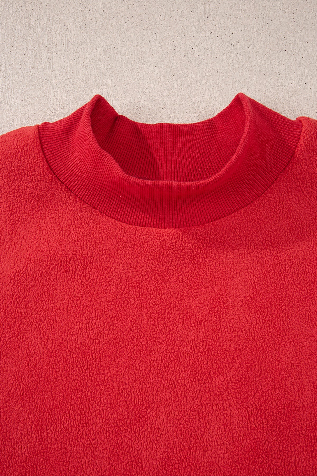 Light Pink Oversize Drop Shoulder Reversible Mock Neck Sweatshirt