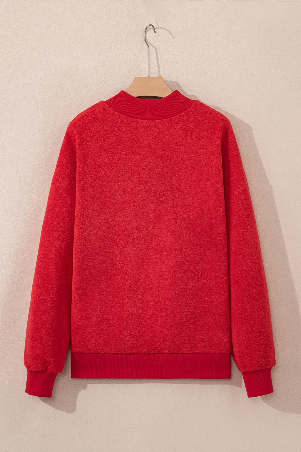 Light Pink Oversize Drop Shoulder Reversible Mock Neck Sweatshirt