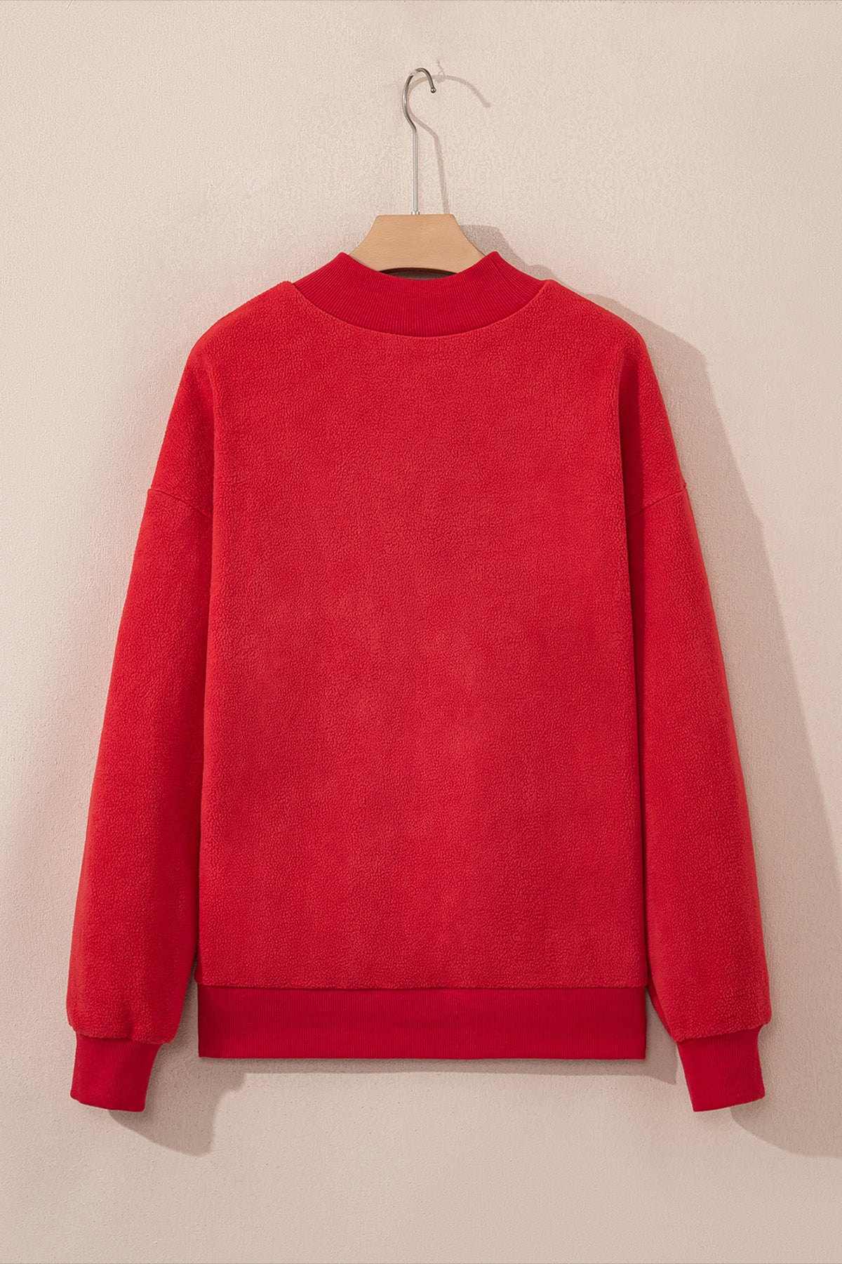 Light Pink Oversize Drop Shoulder Reversible Mock Neck Sweatshirt