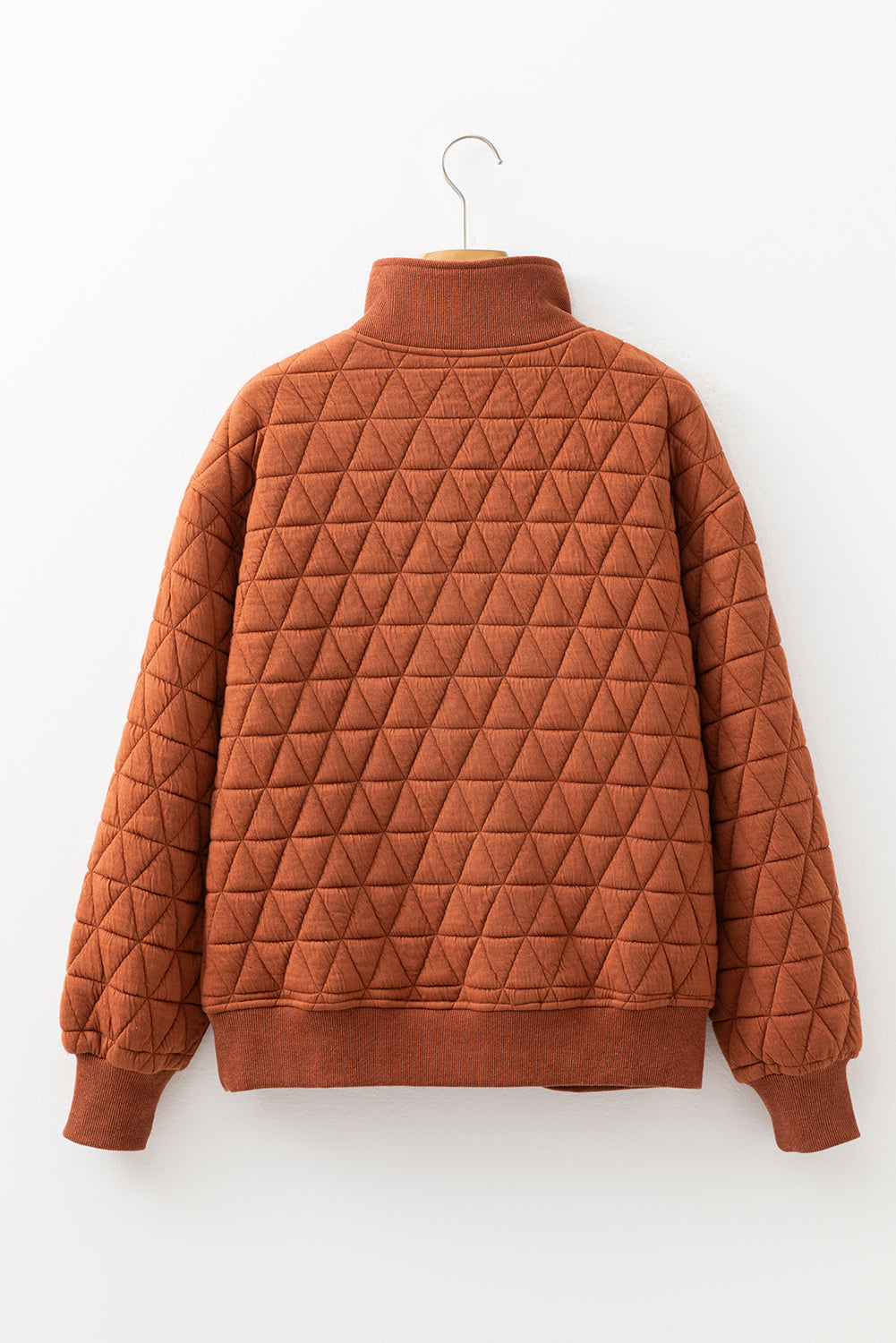 Sweat à col zippé texturé jaune paille — manches longues