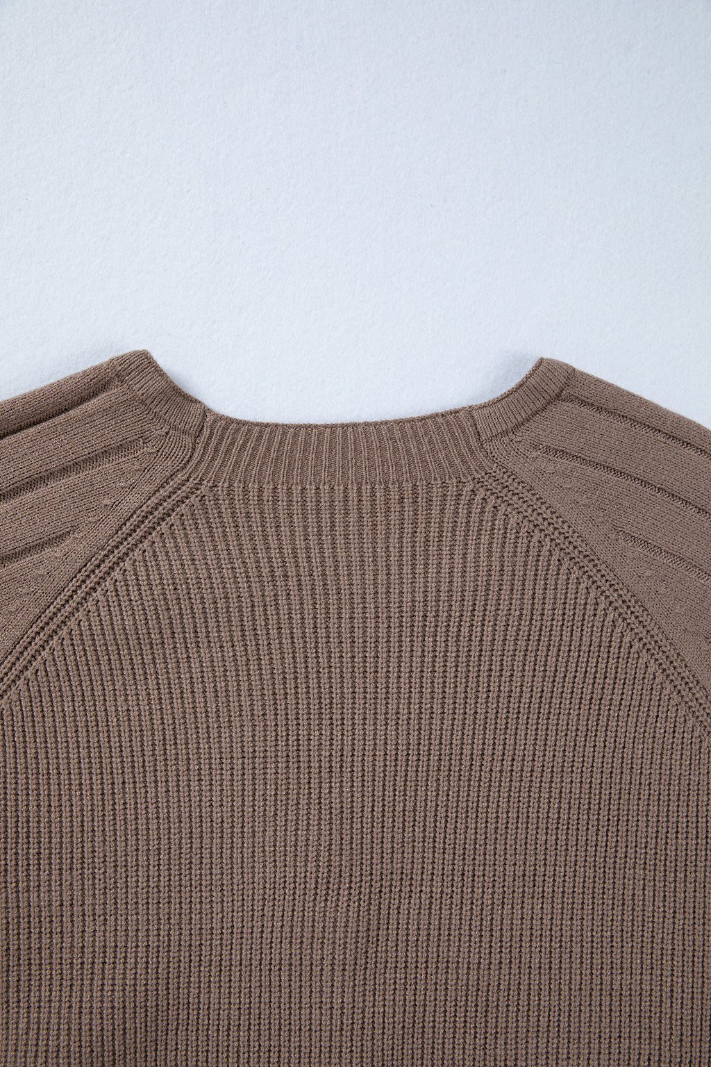 Light Pink Mixed Texture Knit Button V Neck Sweater Cardigan