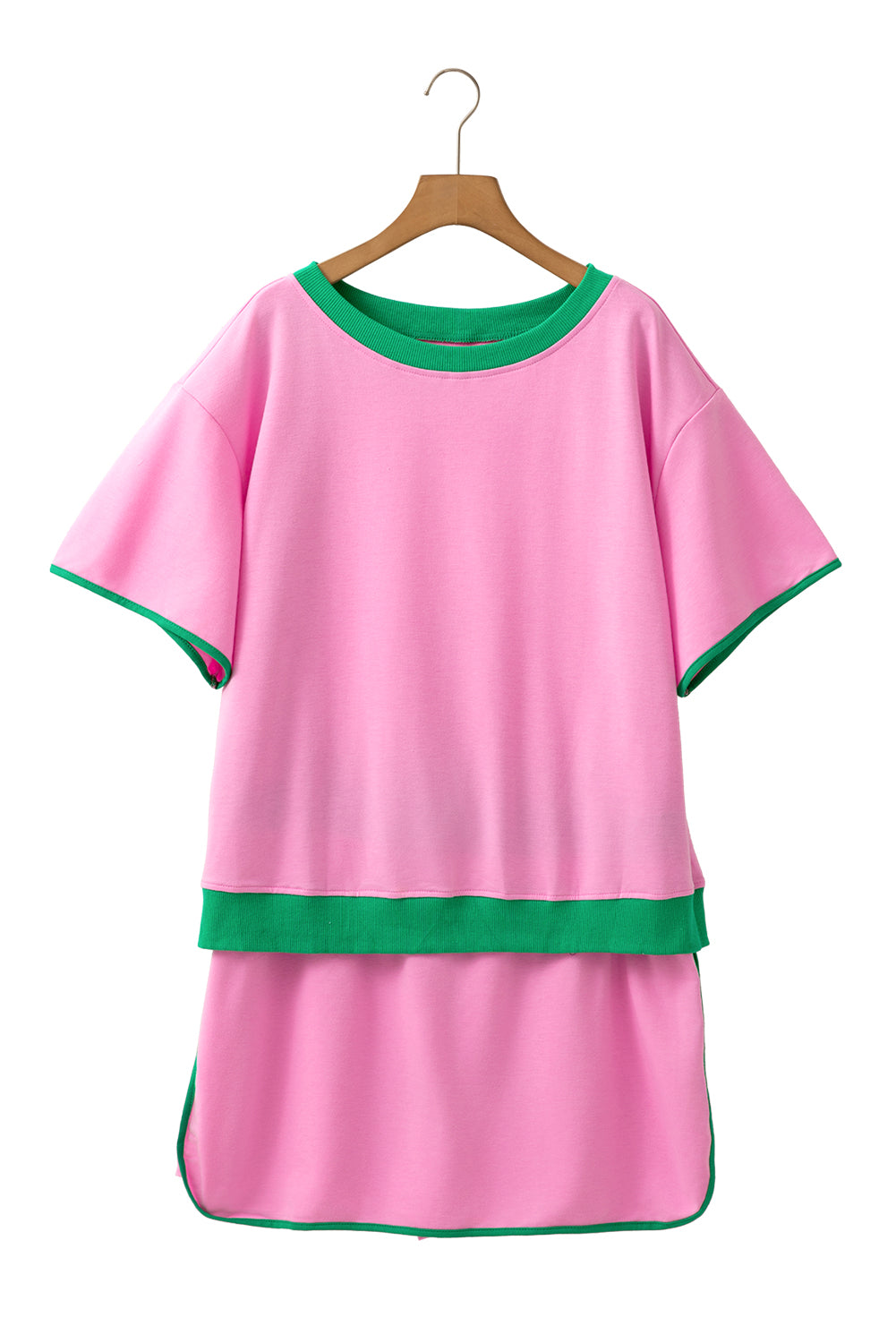 Bonbon Plus Size Contrast Trim T Shirt and Skort Two Piece Set