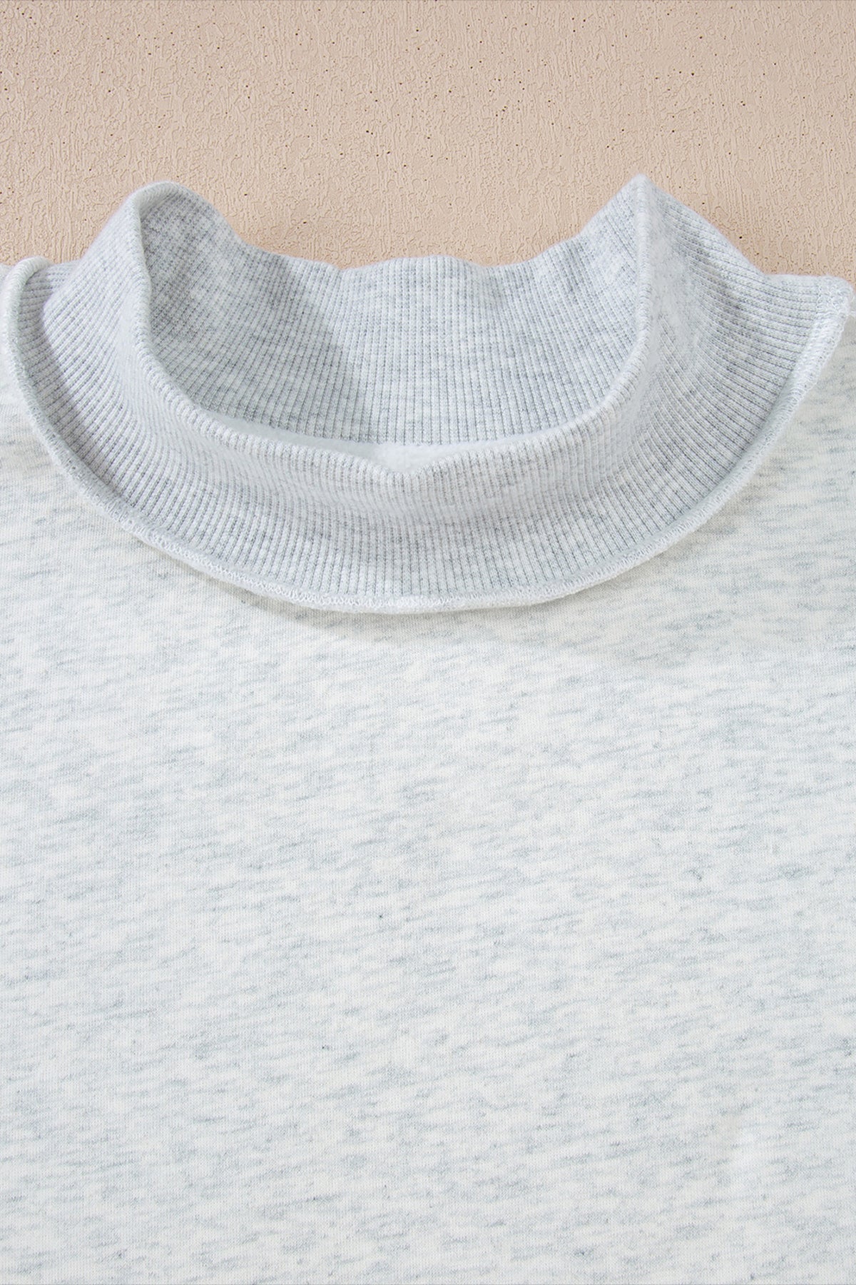 Light Pink Oversize Drop Shoulder Reversible Mock Neck Sweatshirt