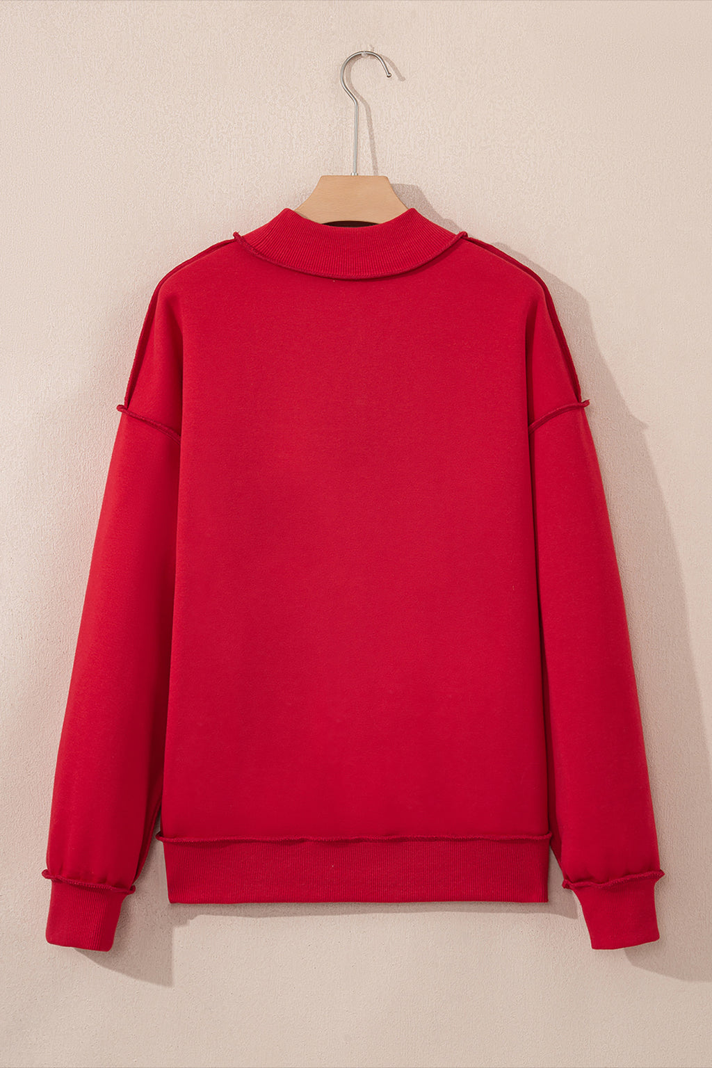 Light Pink Oversize Drop Shoulder Reversible Mock Neck Sweatshirt