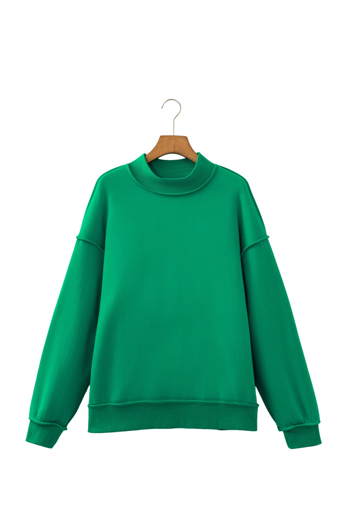 Light Pink Oversize Drop Shoulder Reversible Mock Neck Sweatshirt