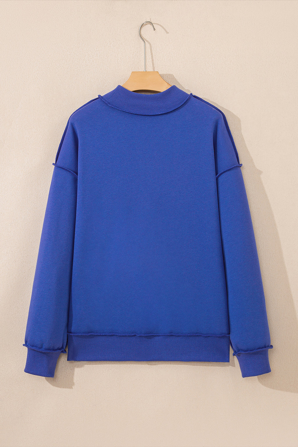Light Pink Oversize Drop Shoulder Reversible Mock Neck Sweatshirt