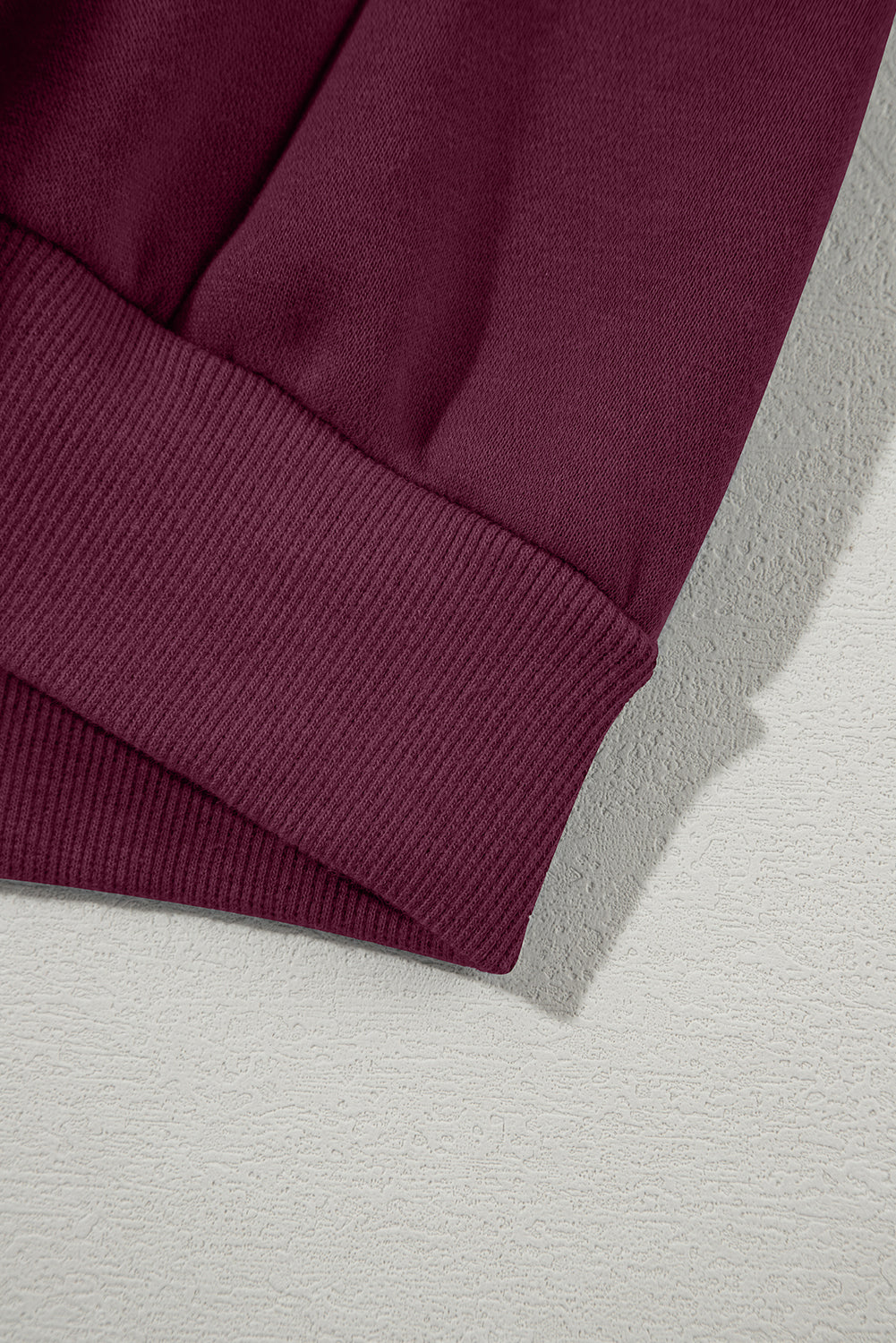 Burgundy Drop Shoulder Zip Up Jacket Drawstring Pants Active 2pcs Set