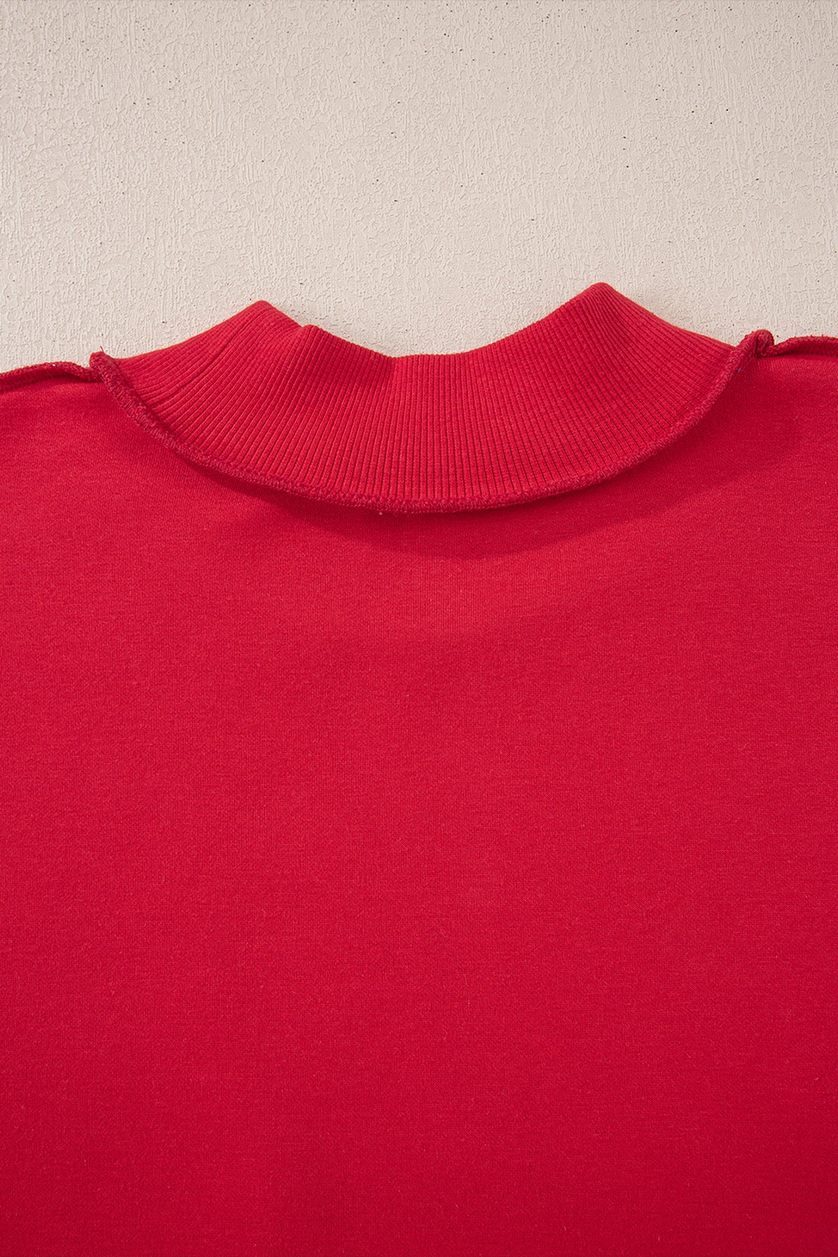 Light Pink Oversize Drop Shoulder Reversible Mock Neck Sweatshirt