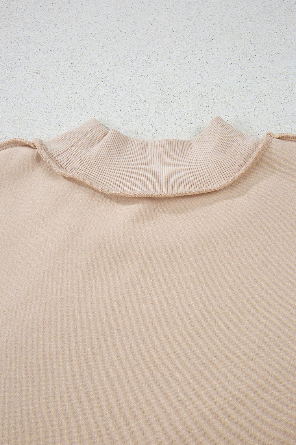 Light Pink Oversize Drop Shoulder Reversible Mock Neck Sweatshirt