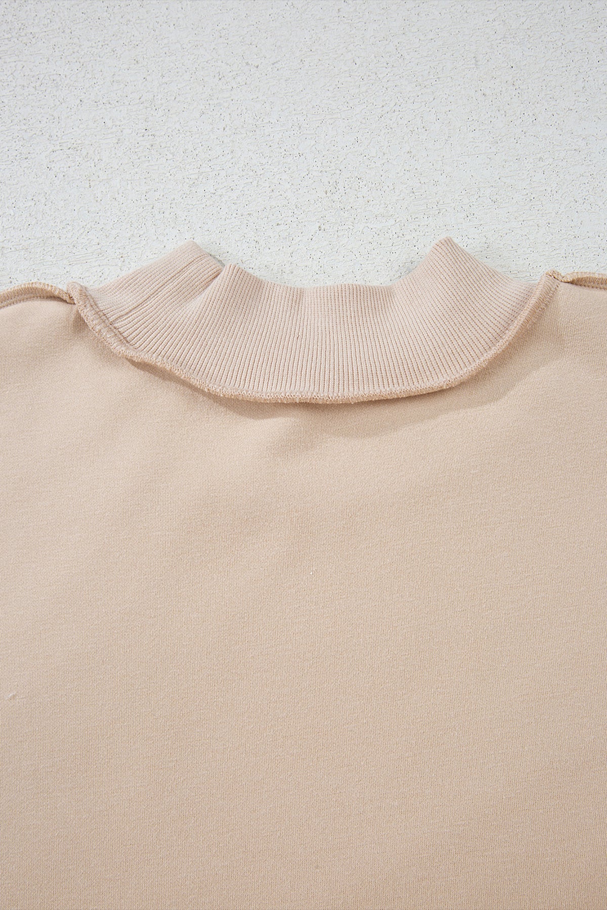Light Pink Oversize Drop Shoulder Reversible Mock Neck Sweatshirt