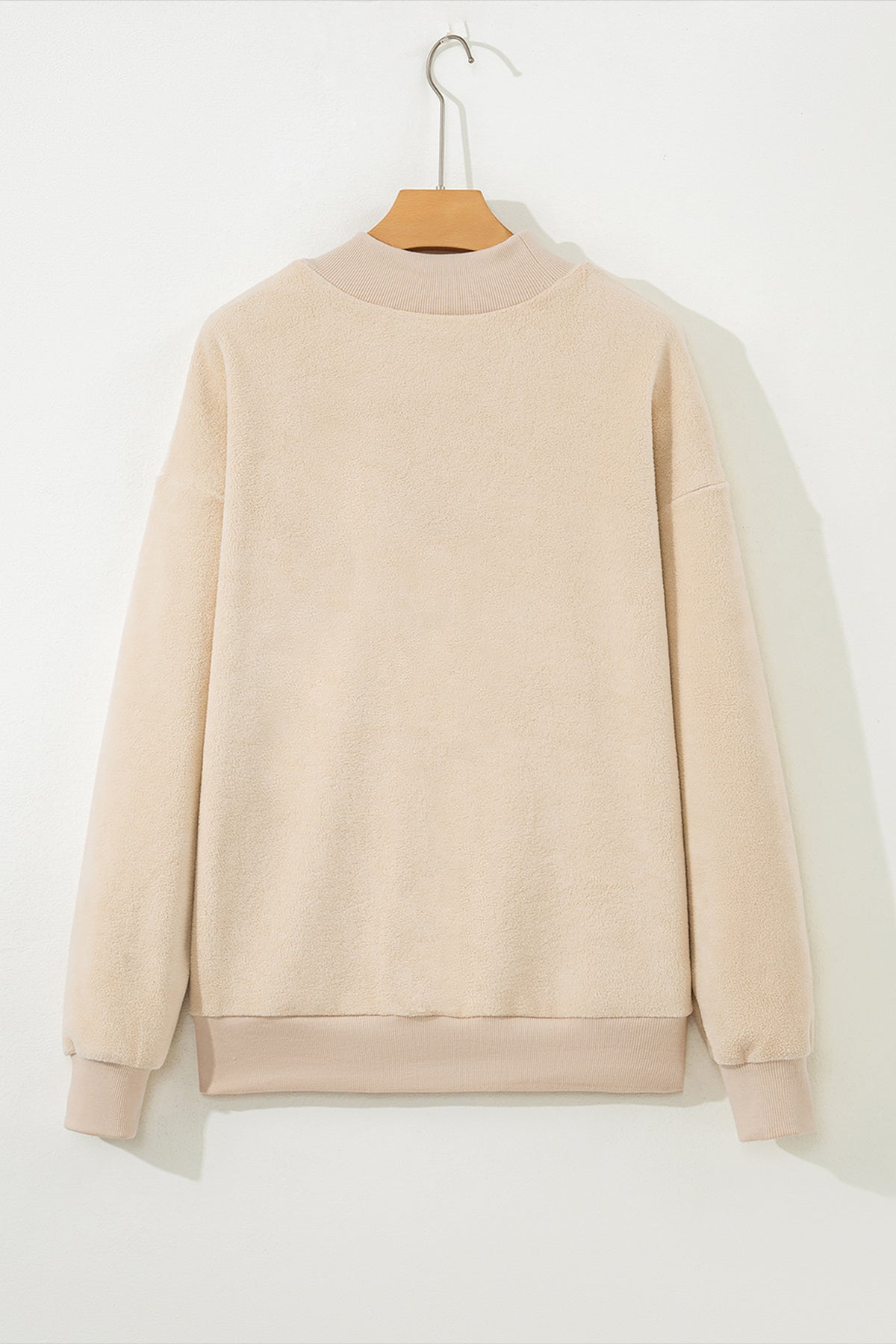 Light Pink Oversize Drop Shoulder Reversible Mock Neck Sweatshirt