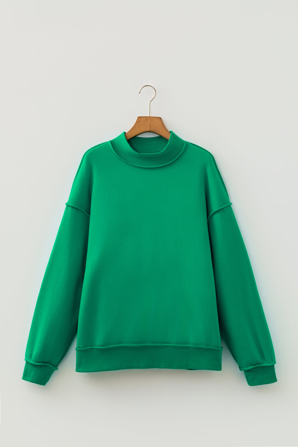 Light Pink Oversize Drop Shoulder Reversible Mock Neck Sweatshirt
