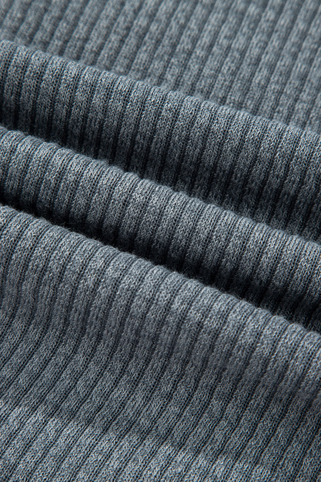 Medium Grey Ribbed Knit Buttons Front Flap Pocket Casual Shacket