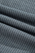 Medium Grey Ribbed Knit Buttons Front Flap Pocket Casual Shacket