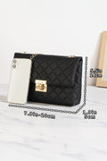 Black Textured PU Leather Gold Chain Buckle Single Shoulder Bag
