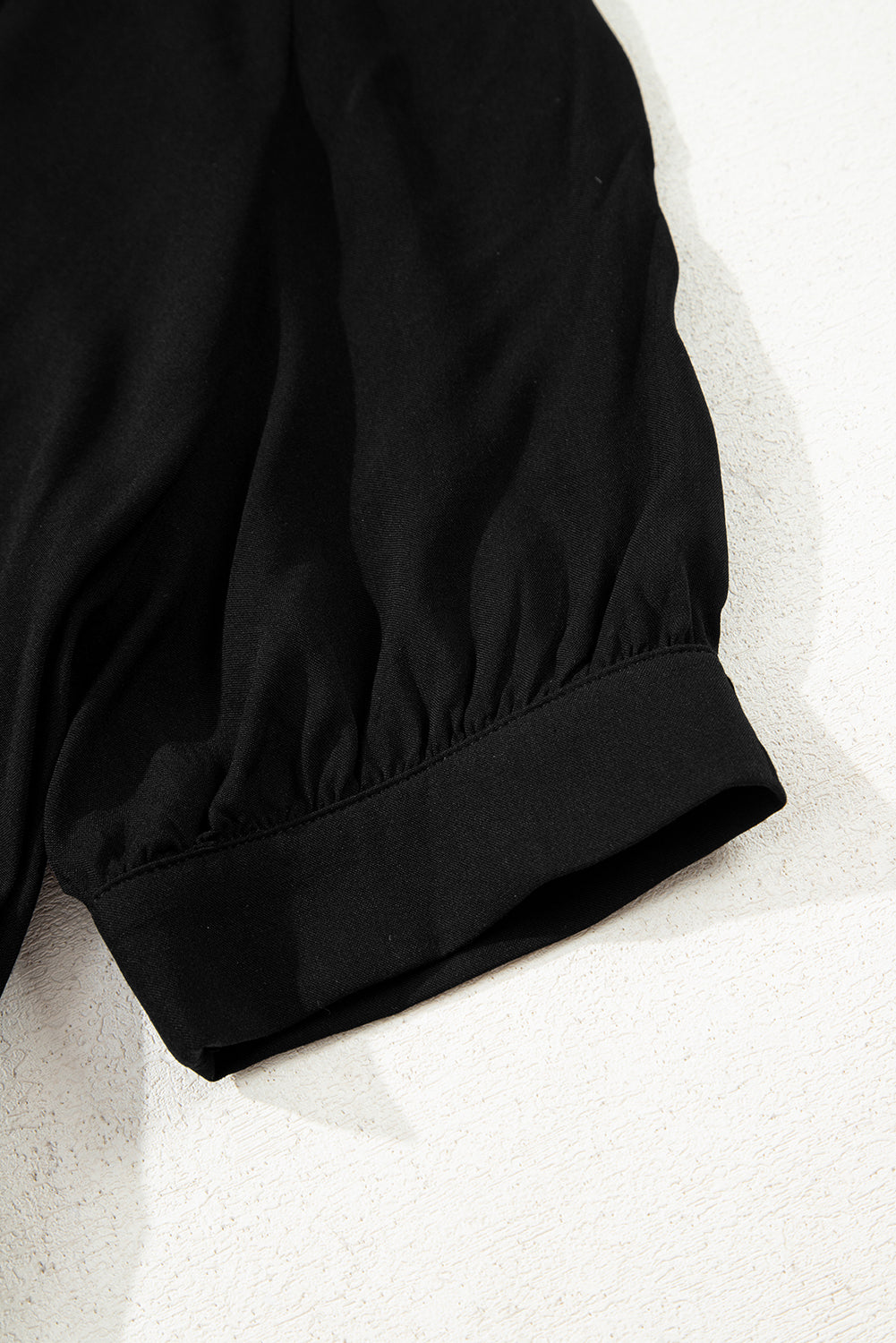 Black Hidden Buttons Short Sleeve Ruffle Tiered Long Flared Dress