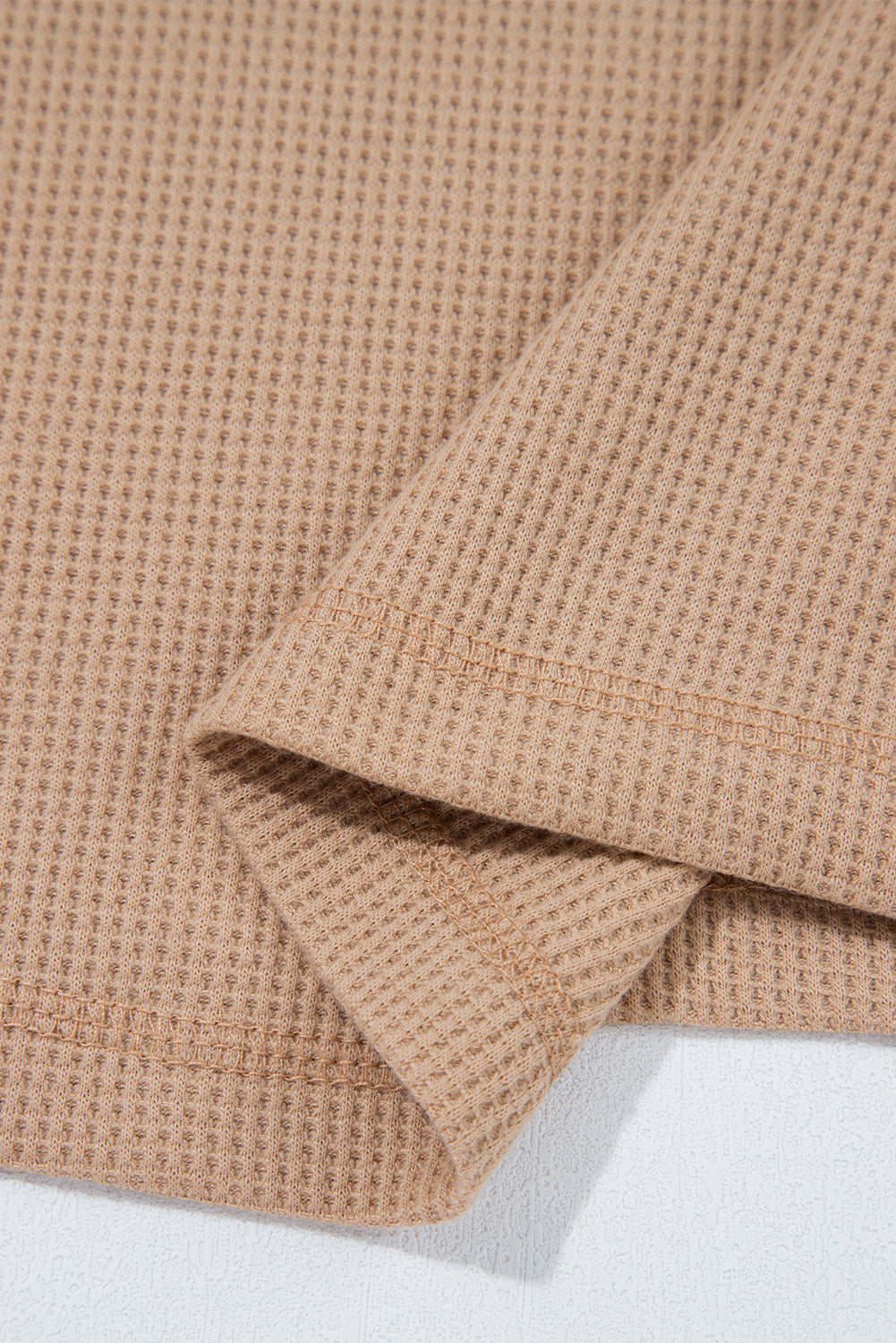 Top tunique henley vert gaufré à manches longues