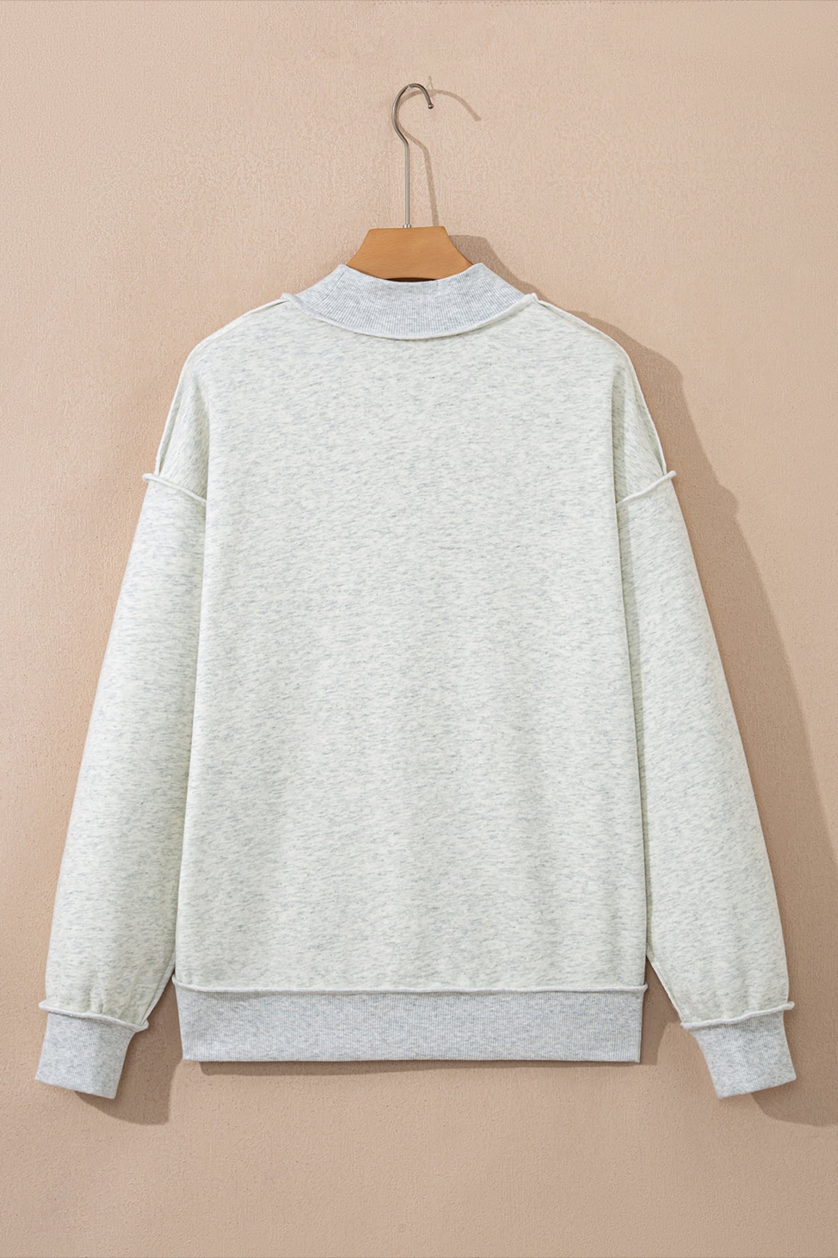 Light Pink Oversize Drop Shoulder Reversible Mock Neck Sweatshirt