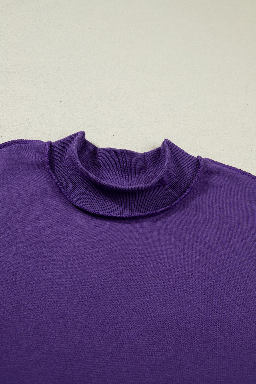 Light Pink Oversize Drop Shoulder Reversible Mock Neck Sweatshirt