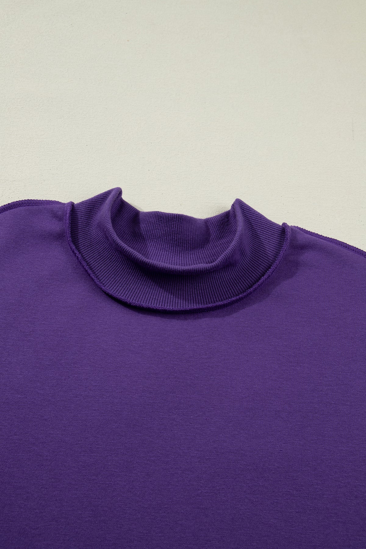 Light Pink Oversize Drop Shoulder Reversible Mock Neck Sweatshirt