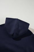 Navy Blue Solid Exposed Seams Hoodie and Joggers Activewear Set
