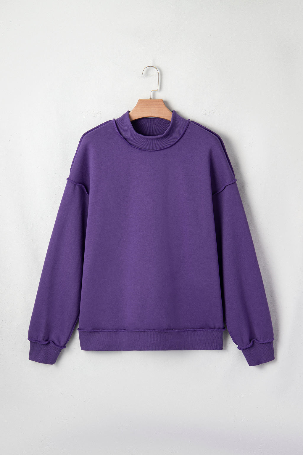 Light Pink Oversize Drop Shoulder Reversible Mock Neck Sweatshirt