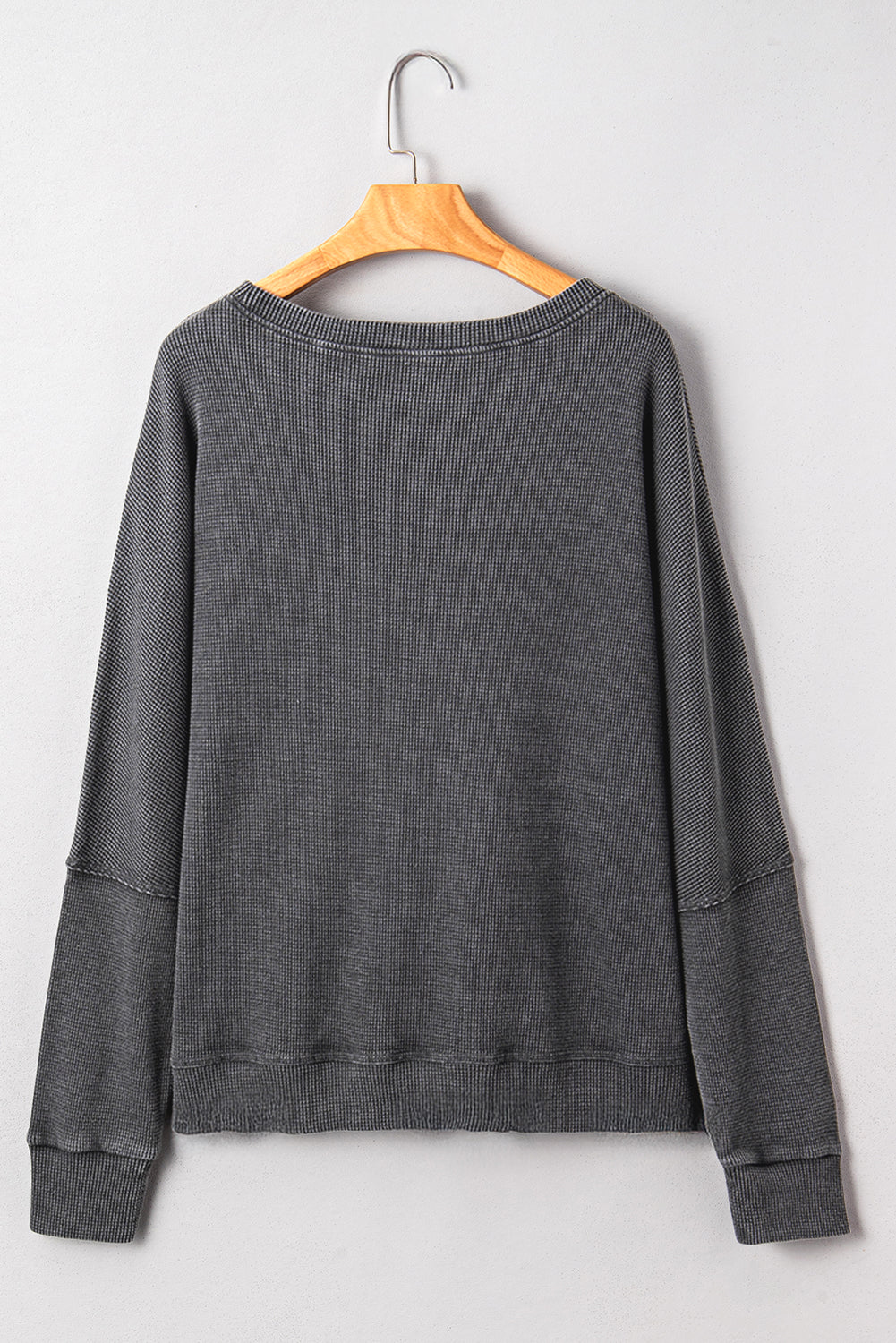 Top en maille gris anthracite à manches longues — coupe ample