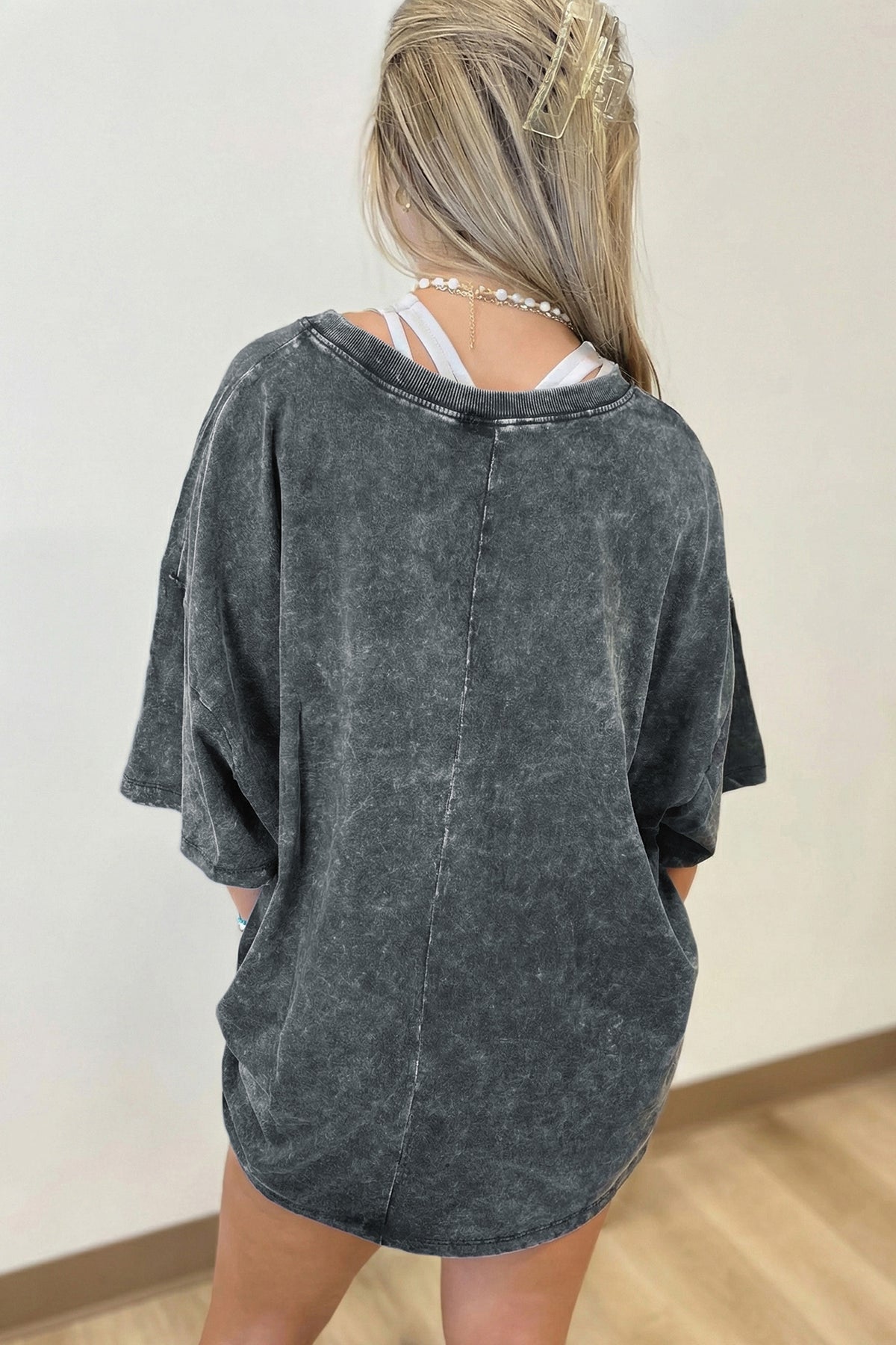 Sachet Pink Solid Color Cotton Mineral Washed Oversize Tee