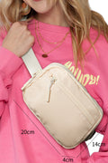 White Wide Belt Zipped Square Crossbody Bag