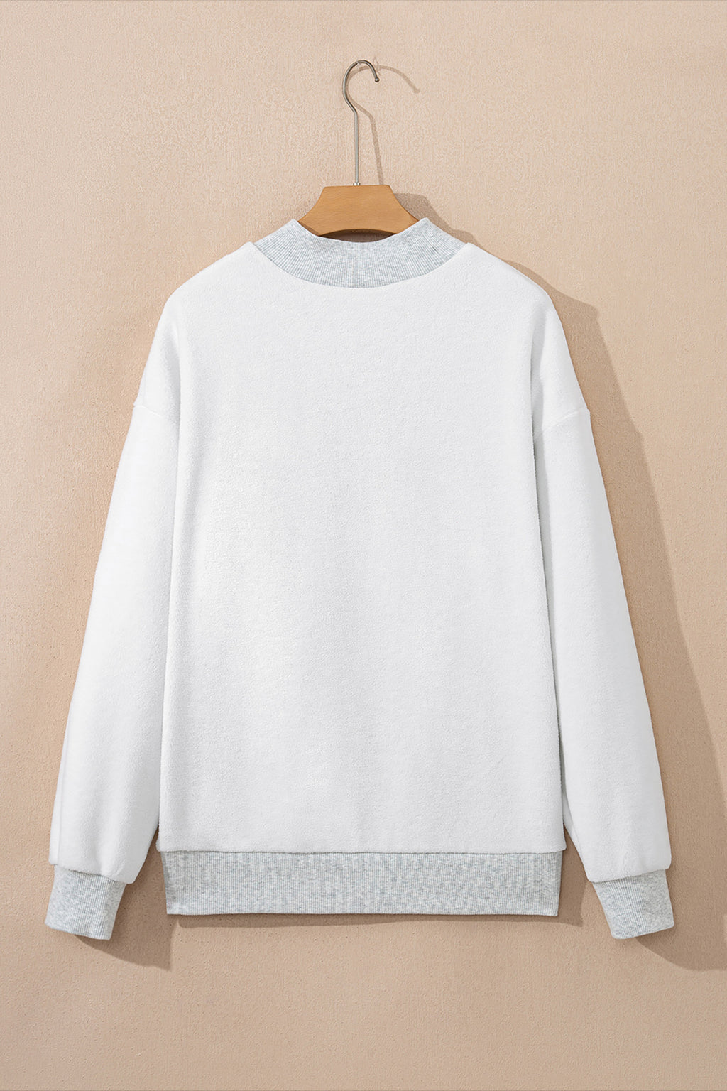 Light Pink Oversize Drop Shoulder Reversible Mock Neck Sweatshirt