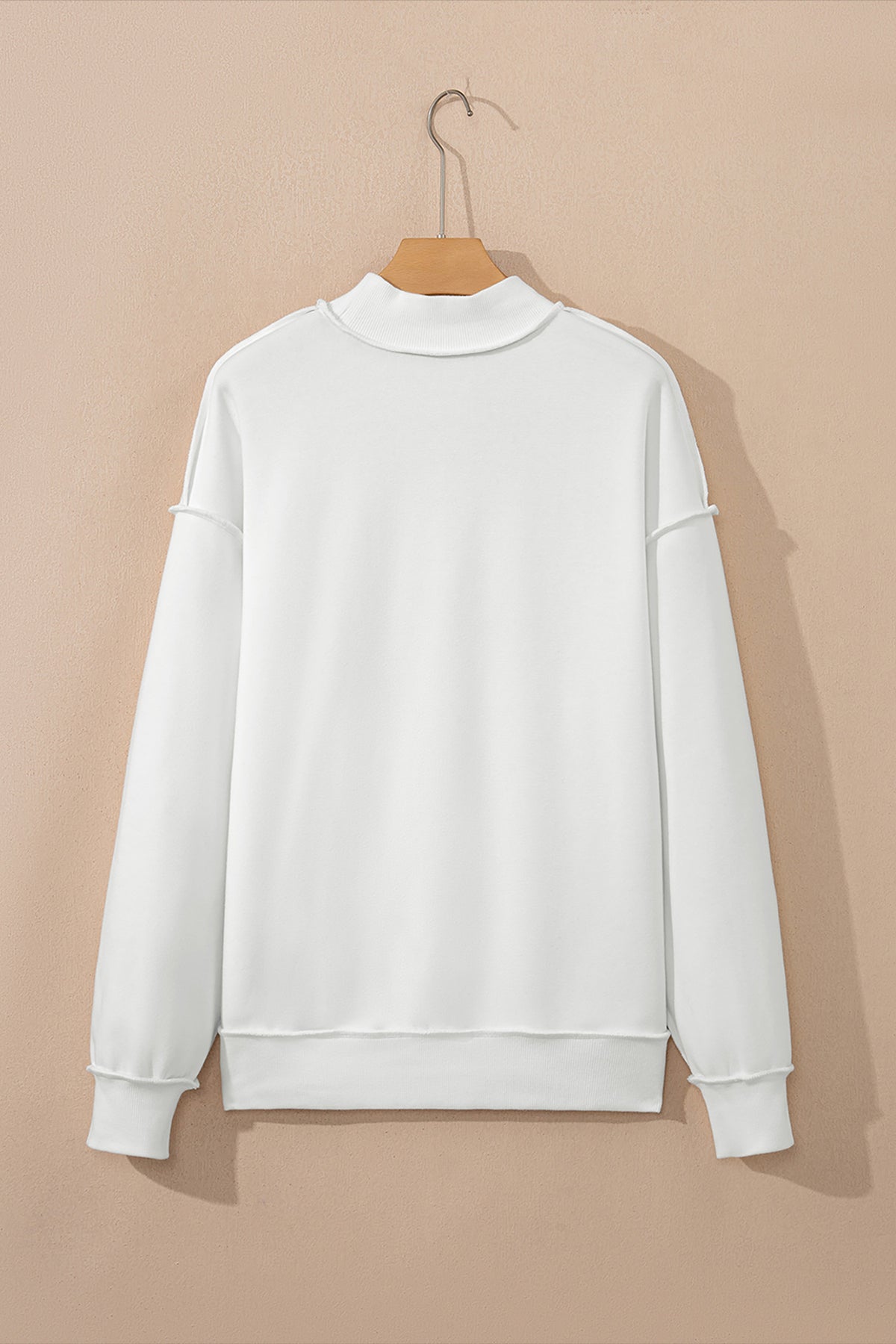 Light Pink Oversize Drop Shoulder Reversible Mock Neck Sweatshirt