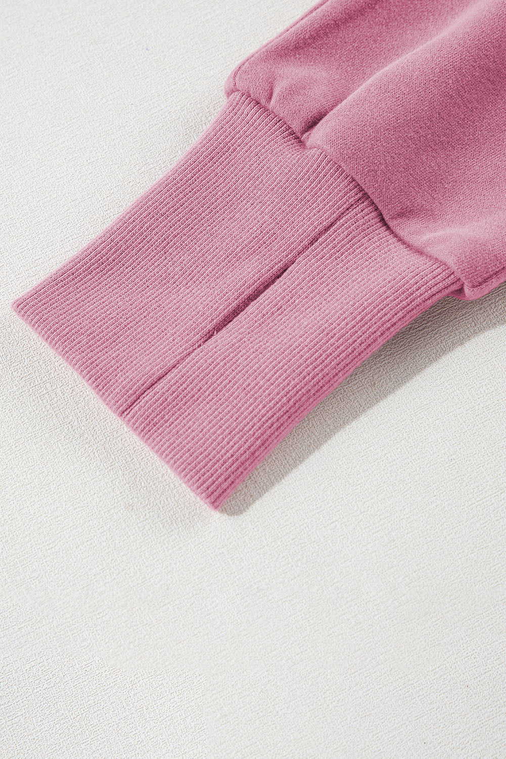 Phalaenopsis Zip Up Stand Collar Ribbed Thumbhole Sleeve Sweatshirt