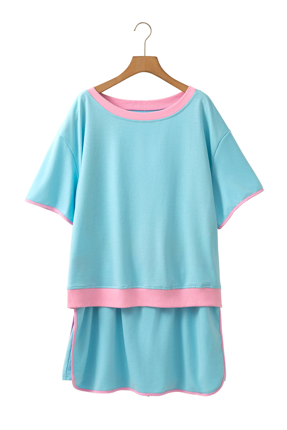 Bonbon Plus Size Contrast Trim T Shirt and Skort Two Piece Set