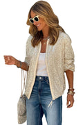 Veste zippée à sequins abricot — touche de glamour