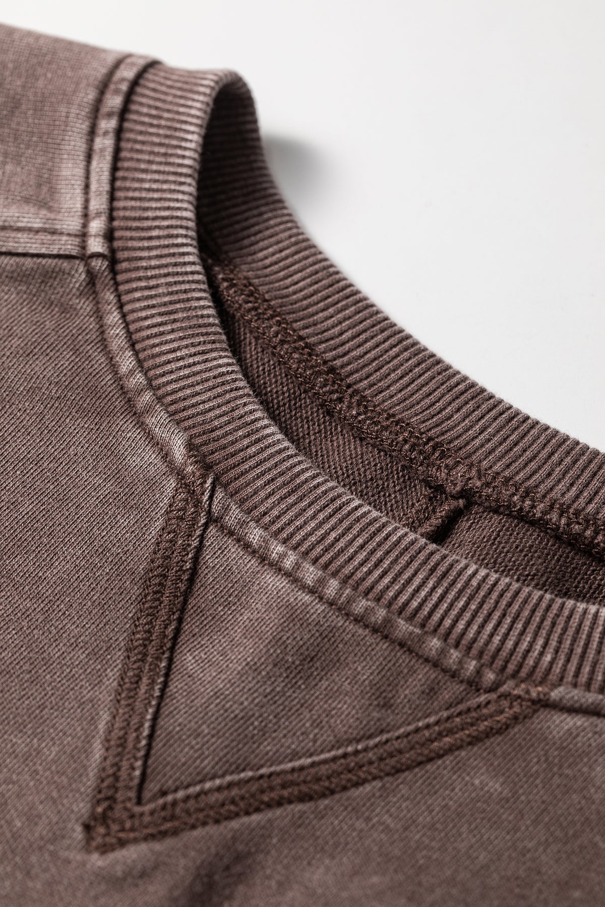 Dark Brown 3/4 Sleeve Mineral Wash Loose Cotton Top