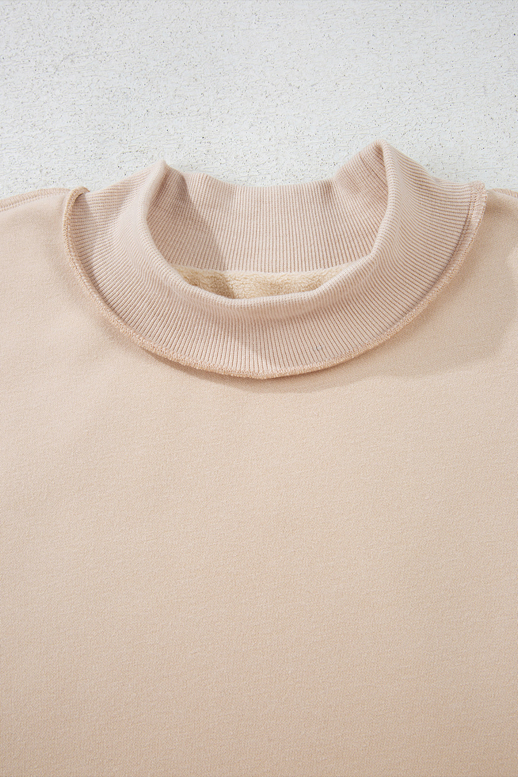 Light Pink Oversize Drop Shoulder Reversible Mock Neck Sweatshirt