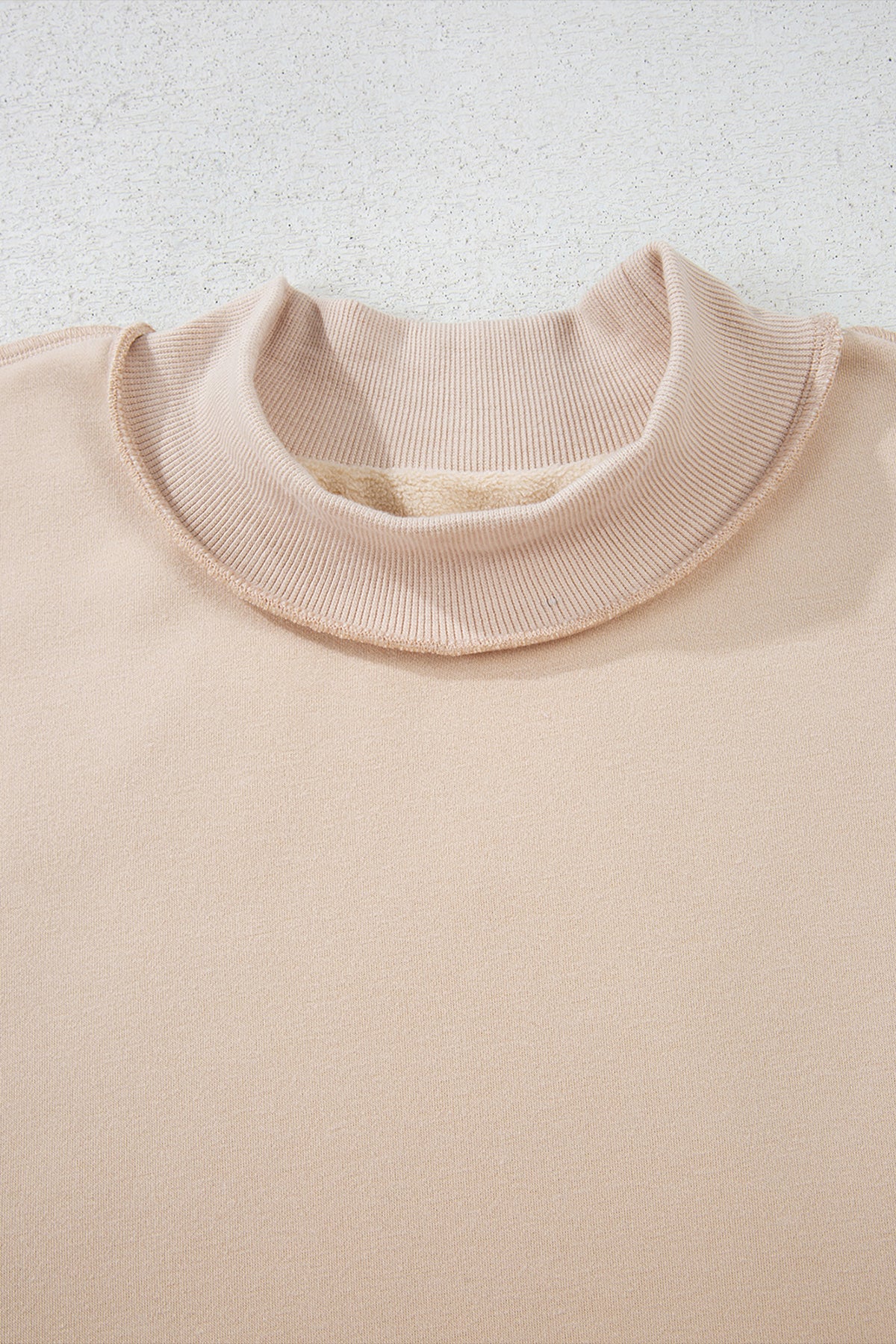 Light Pink Oversize Drop Shoulder Reversible Mock Neck Sweatshirt