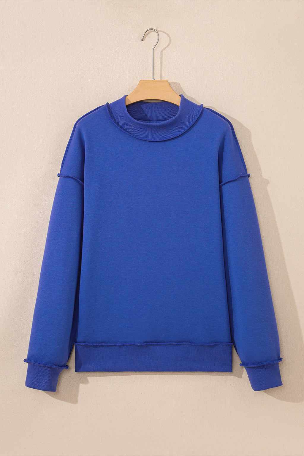 Light Pink Oversize Drop Shoulder Reversible Mock Neck Sweatshirt