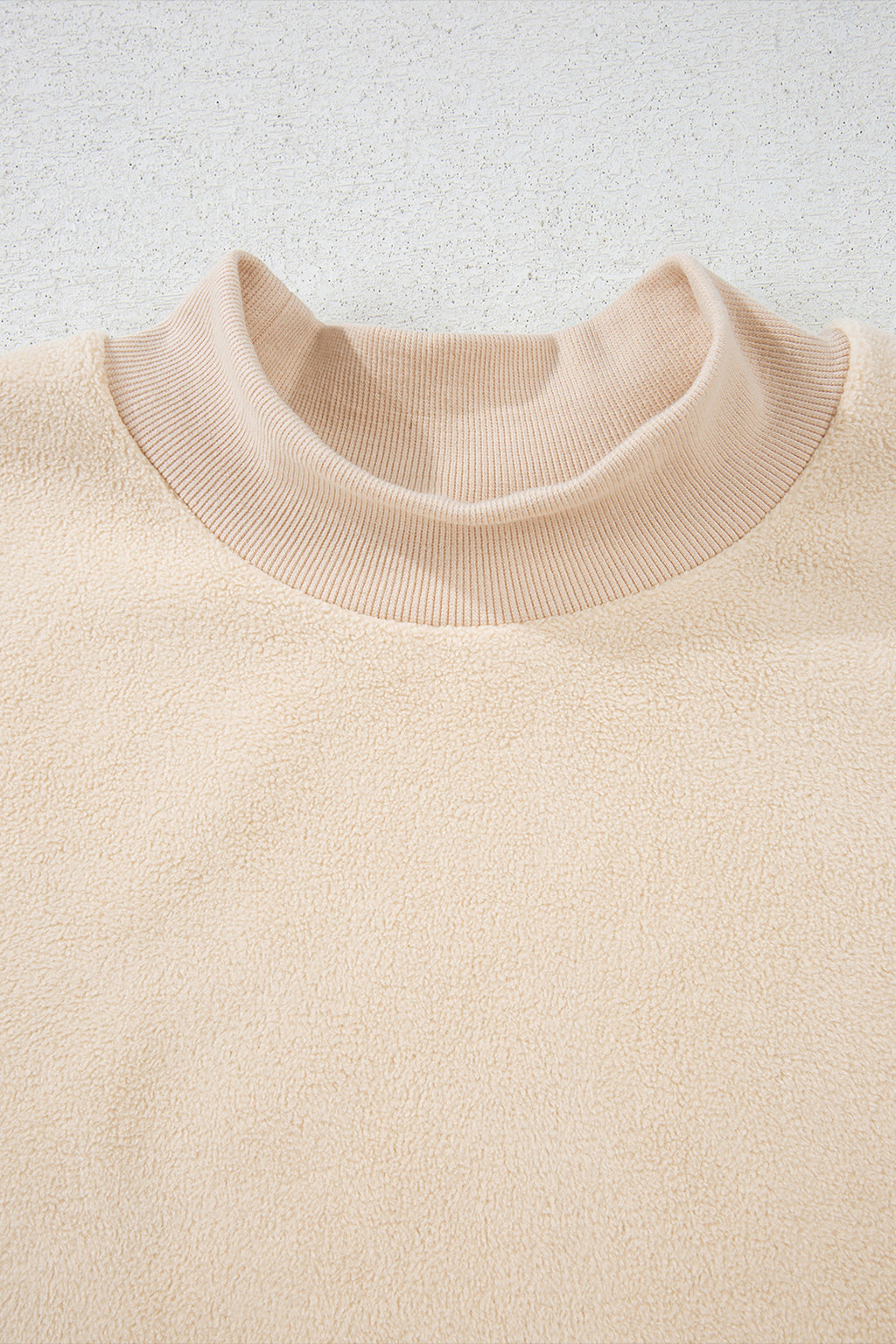 Light Pink Oversize Drop Shoulder Reversible Mock Neck Sweatshirt