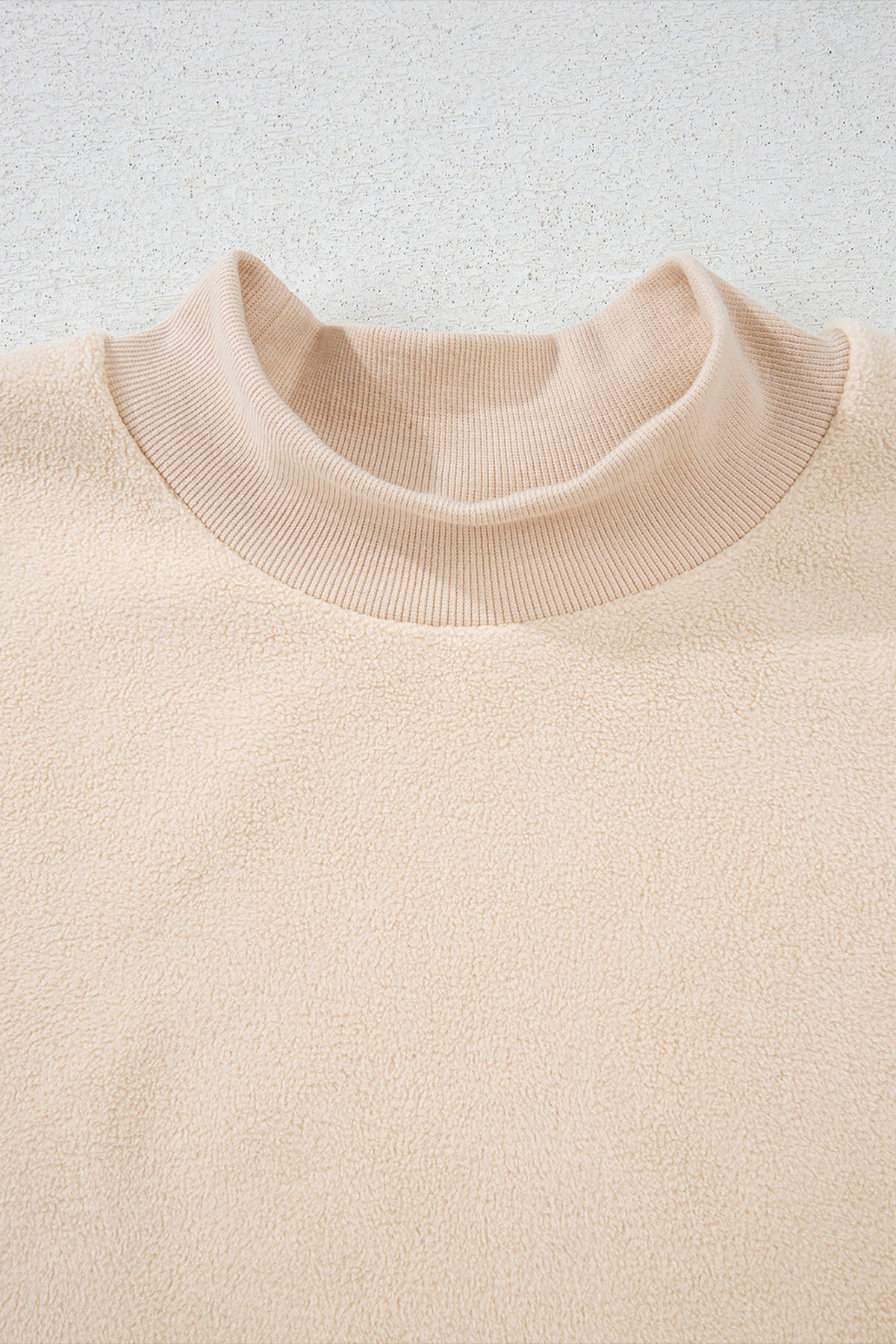 Light Pink Oversize Drop Shoulder Reversible Mock Neck Sweatshirt
