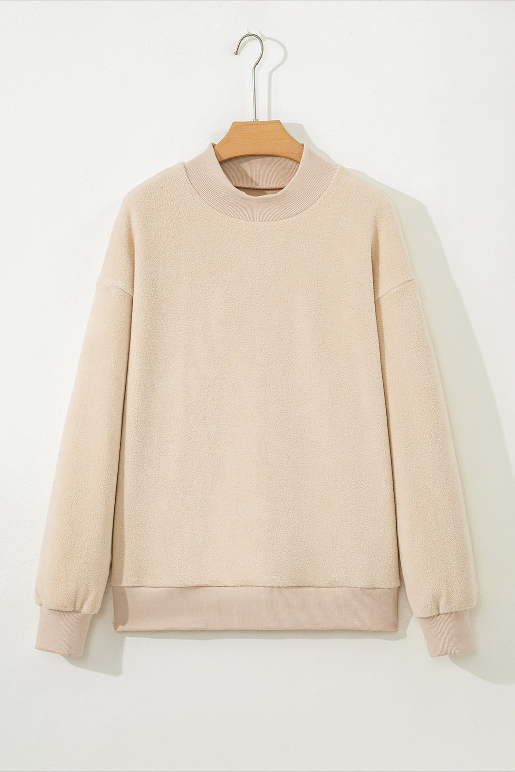 Light Pink Oversize Drop Shoulder Reversible Mock Neck Sweatshirt
