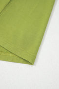 Fern Green Solid V Neck Cap Sleeve Tunic Elastic Waist Versatile Maxi Dress
