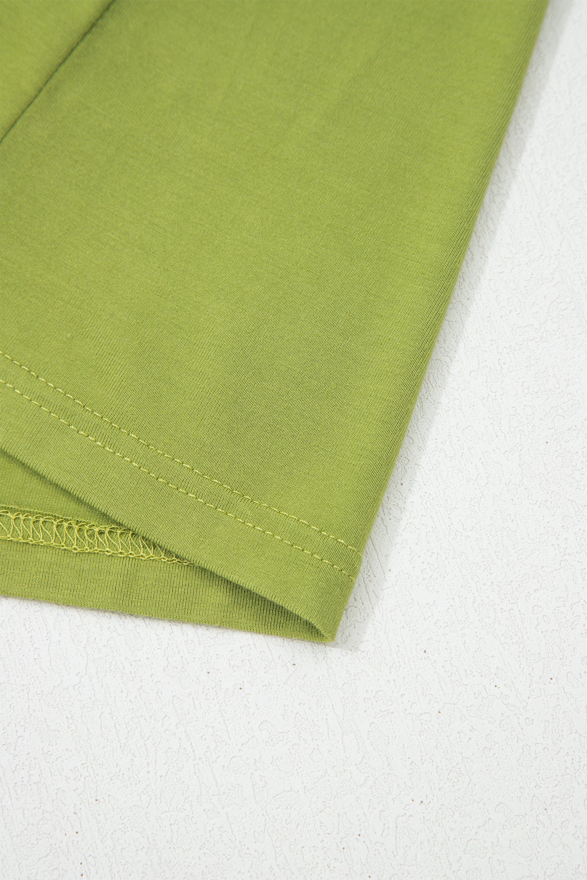 Fern Green Solid V Neck Cap Sleeve Tunic Elastic Waist Versatile Maxi Dress