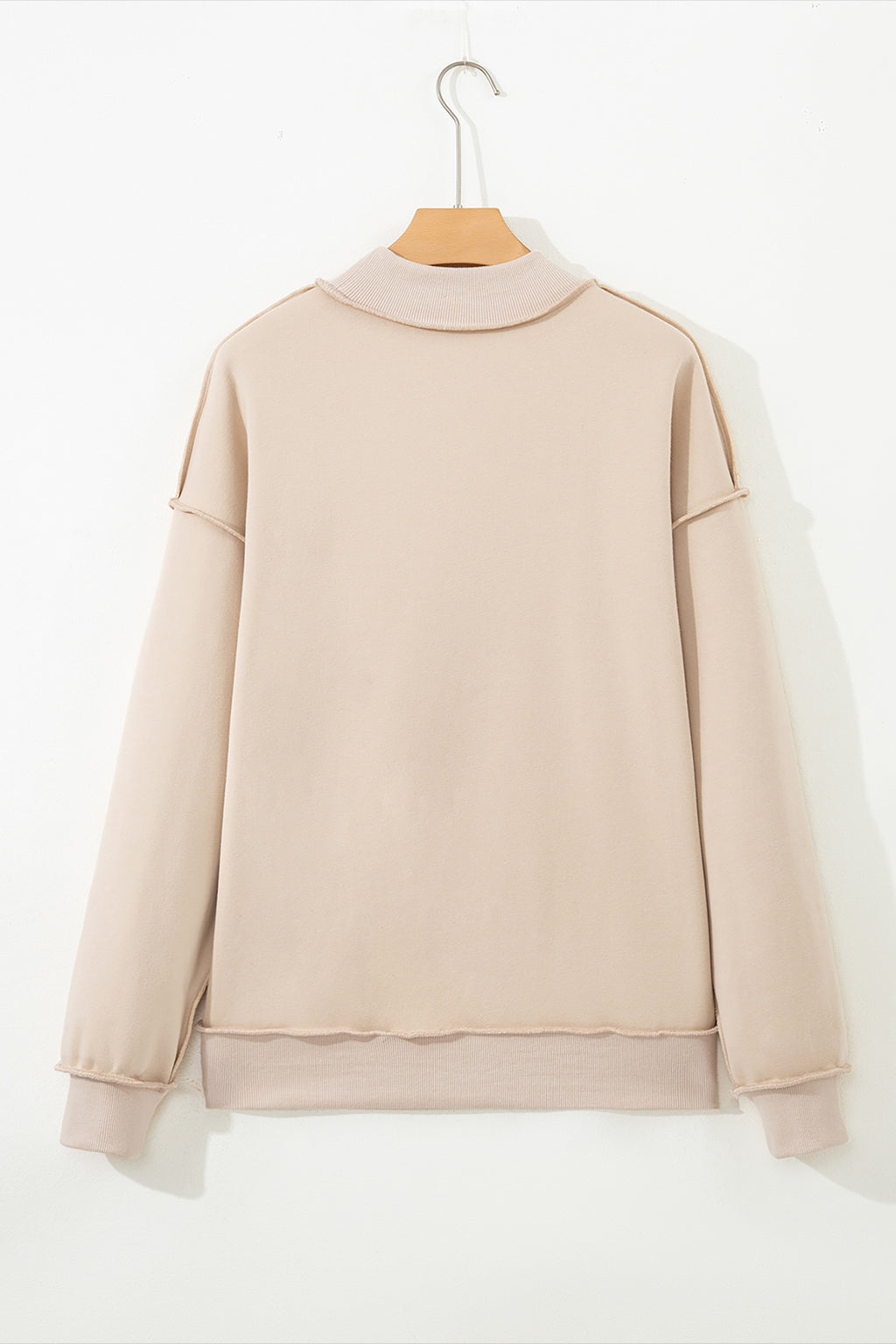 Light Pink Oversize Drop Shoulder Reversible Mock Neck Sweatshirt