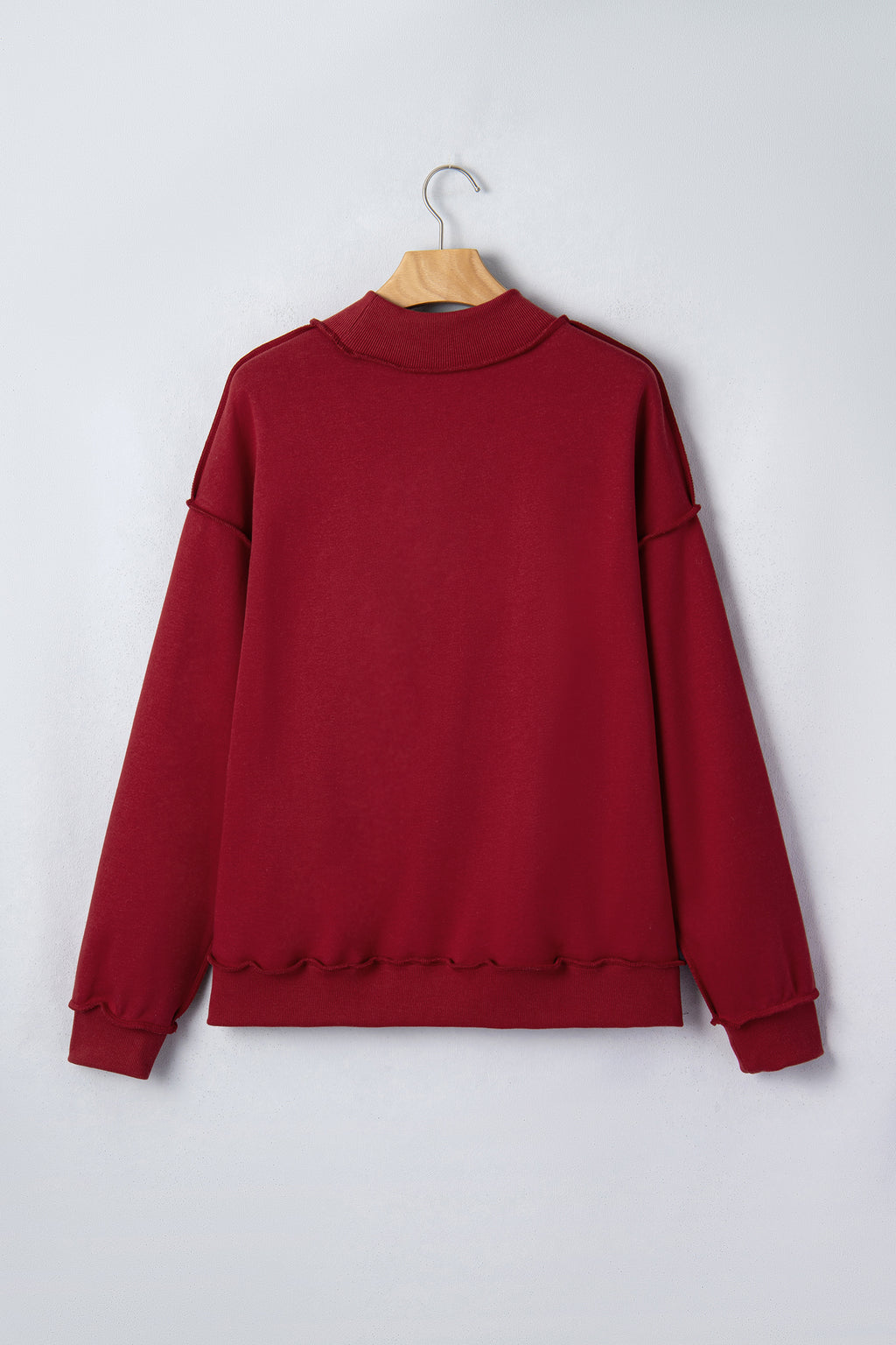 Light Pink Oversize Drop Shoulder Reversible Mock Neck Sweatshirt