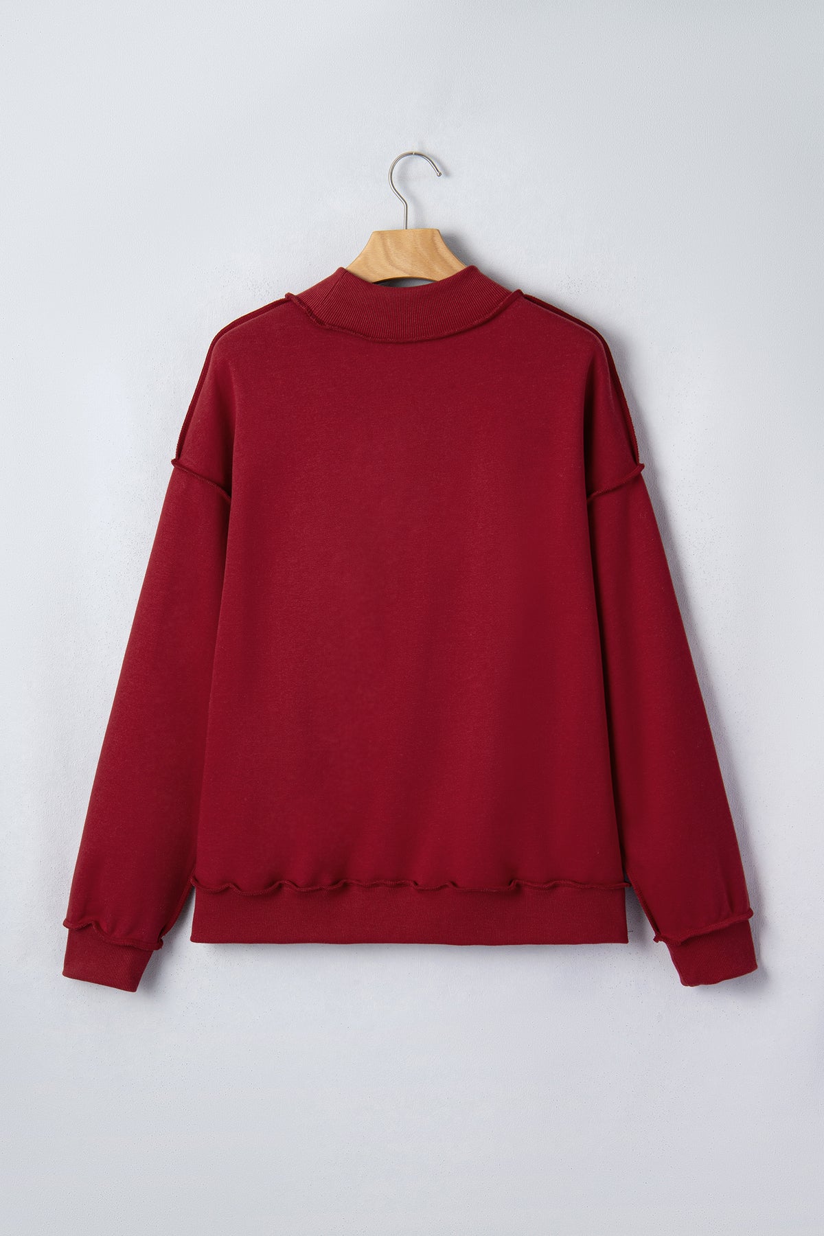 Light Pink Oversize Drop Shoulder Reversible Mock Neck Sweatshirt