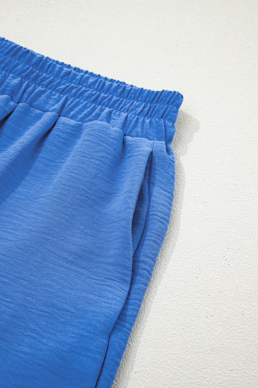 Sky Blue Solid Color Elastic Waist Casual Skort