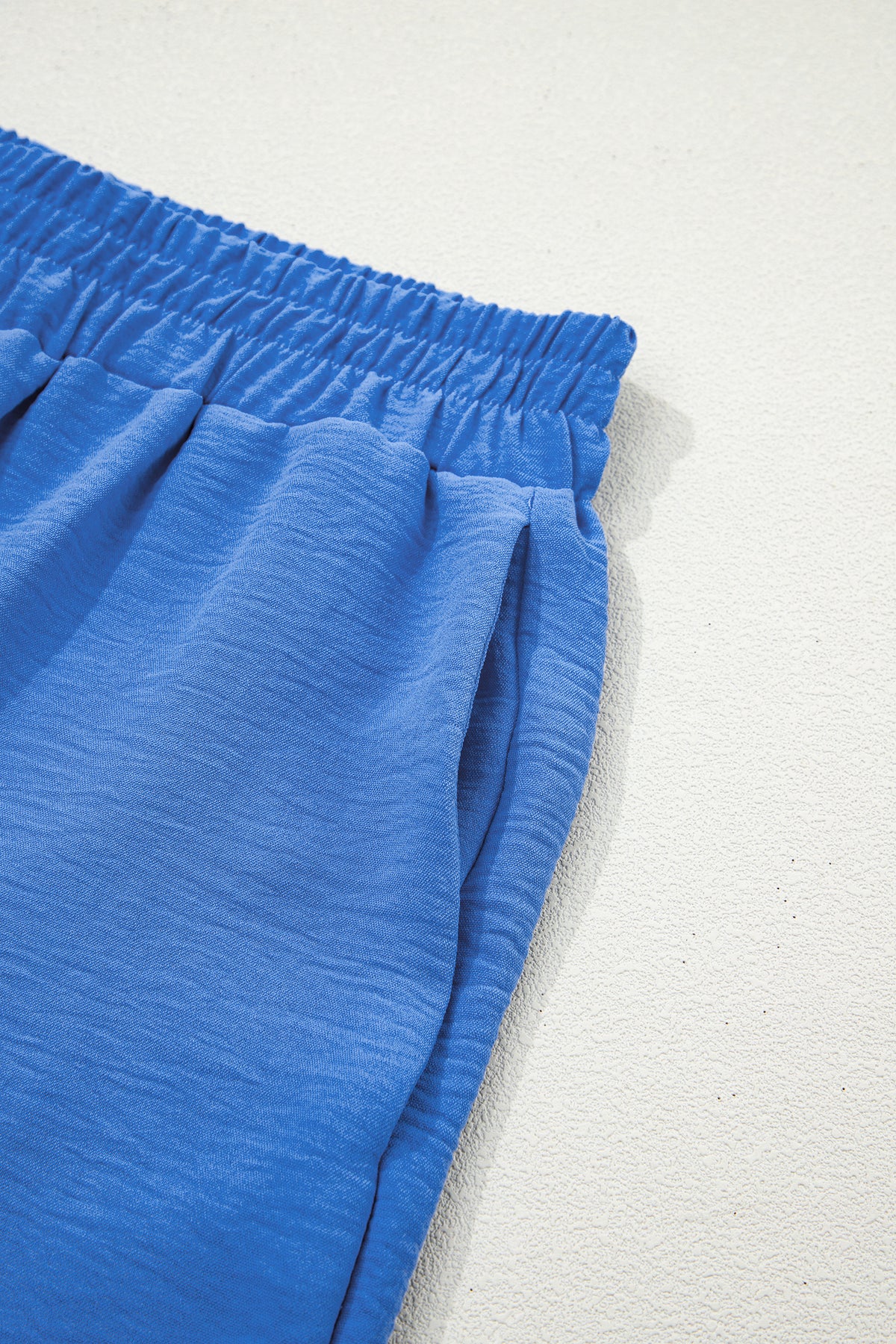 Sky Blue Solid Color Elastic Waist Casual Skort